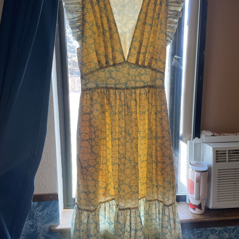 Christy Dawn Yellow and Blue High Low Dress
